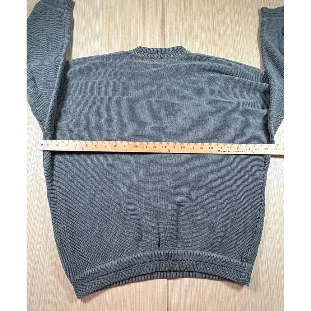 Vintage St. Croix Knits Sweater Mens Large Green Cotton Banded Trim‎ Warm Wear